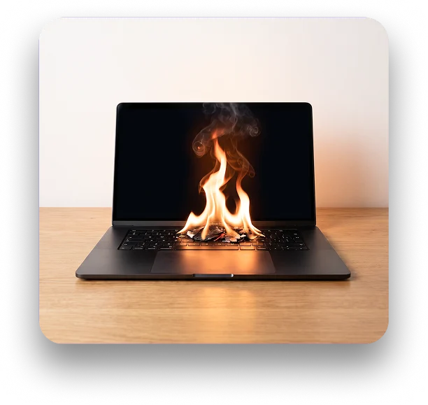 Laptop en llamas